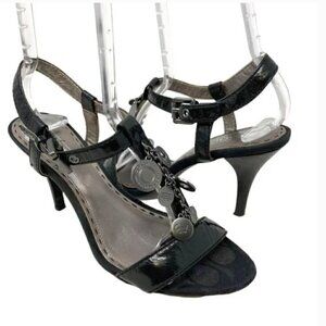 Coach Lucile Black Leather Charm Sandals - Size 8